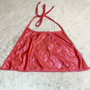 American Apparel Cali Fun & Sun Holographic Metallic Pink Halter Crop Top OS